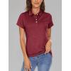 imageMAGCOMSEN Womens Polo Shirts Short Sleeve 4Button Casual Work Collared Shirts Moisture Wicking Golf ShirtsWine Red