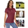 imageMAGCOMSEN Womens Polo Shirts Short Sleeve 4Button Casual Work Collared Shirts Moisture Wicking Golf ShirtsWine Red