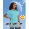 imageMAGCOMSEN Womens Polos Golf Shirts Short Sleeve Collared Shirt Women Quick Dry Fit UPF 50 Tennis Work Athletic TopsLight Lake Blue