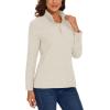 imageMAGCOMSEN Womens Quarter Zip Pullover Polar Fleece Jacket Soft Lightweight Sweatshirts Long Sleeve Warm TopsBeige