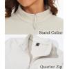 imageMAGCOMSEN Womens Quarter Zip Pullover Polar Fleece Jacket Soft Lightweight Sweatshirts Long Sleeve Warm TopsBeige
