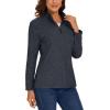 imageMAGCOMSEN Womens Quarter Zip Pullover Polar Fleece Jacket Soft Lightweight Sweatshirts Long Sleeve Warm TopsBlack