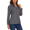 imageMAGCOMSEN Womens Quarter Zip Pullover Polar Fleece Jacket Soft Lightweight Sweatshirts Long Sleeve Warm TopsGrey