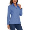 imageMAGCOMSEN Womens Quarter Zip Pullover Polar Fleece Jacket Soft Lightweight Sweatshirts Long Sleeve Warm TopsGrey Blue