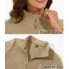 imageMAGCOMSEN Womens Quarter Zip Pullover Polar Fleece Jacket Soft Lightweight Sweatshirts Long Sleeve Warm TopsKhaki
