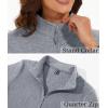 imageMAGCOMSEN Womens Quarter Zip Pullover Polar Fleece Jacket Soft Lightweight Sweatshirts Long Sleeve Warm TopsLight Grey