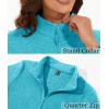 imageMAGCOMSEN Womens Quarter Zip Pullover Polar Fleece Jacket Soft Lightweight Sweatshirts Long Sleeve Warm TopsWater Blue