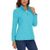 imageMAGCOMSEN Womens Quarter Zip Pullover Polar Fleece Jacket Soft Lightweight Sweatshirts Long Sleeve Warm TopsWater Blue