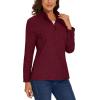imageMAGCOMSEN Womens Quarter Zip Pullover Polar Fleece Jacket Soft Lightweight Sweatshirts Long Sleeve Warm TopsWine Red