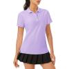 imageMAGCOMSEN Womens Golf Polo Shirts Short Sleeve Collared QuickDry Moisture Wicking TShirt Workout Athletic Tennis TopsLight Purple