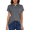 imageMAGCOMSEN Womens Golf Polo TShirts Short Sleeve UPF 50 Quick Dry Polo Collared Shirts Lightweight Athletic Sports ShirtDark Grey