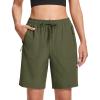 imageMAGCOMSEN Womens Hiking Shorts Lightweight Quick Dry 8quot Golf Shorts Water Resistant with 3 Zipper PocketsArmy Green