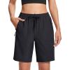 imageMAGCOMSEN Womens Hiking Shorts Lightweight Quick Dry 8quot Golf Shorts Water Resistant with 3 Zipper PocketsBlack