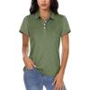 imageMAGCOMSEN Womens Polo Shirts Short Sleeve 4Button Casual Work Collared Shirts Moisture Wicking Golf ShirtsArmy Green
