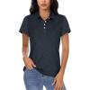 imageMAGCOMSEN Womens Polo Shirts Short Sleeve 4Button Casual Work Collared Shirts Moisture Wicking Golf ShirtsBlack