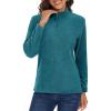 imageMAGCOMSEN Womens Quarter Zip Pullover Polar Fleece Jacket Soft Lightweight Sweatshirts Long Sleeve Warm TopsPeacock Blue