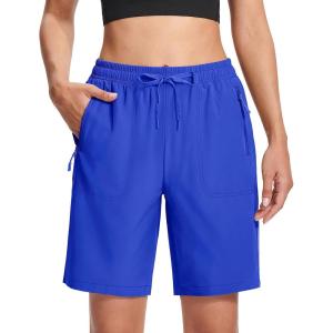 imageMAGCOMSEN Womens Hiking Shorts Lightweight Quick Dry 8quot Golf Shorts Water Resistant with 3 Zipper PocketsDark Blue