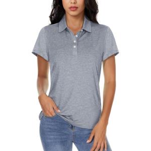 imageMAGCOMSEN Womens Polo Shirts Short Sleeve 4Button Casual Work Collared Shirts Moisture Wicking Golf ShirtsSilver