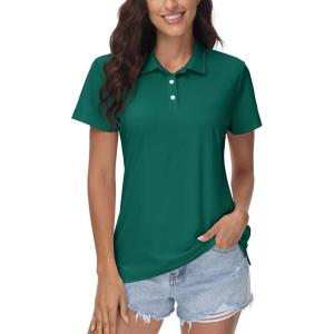 imageMAGCOMSEN Womens Polos Golf Shirts Short Sleeve Collared Shirt Women Quick Dry Fit UPF 50 Tennis Work Athletic TopsEmerald Green
