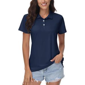 imageMAGCOMSEN Womens Polos Golf Shirts Short Sleeve Collared Shirt Women Quick Dry Fit UPF 50 Tennis Work Athletic TopsNavy Blue
