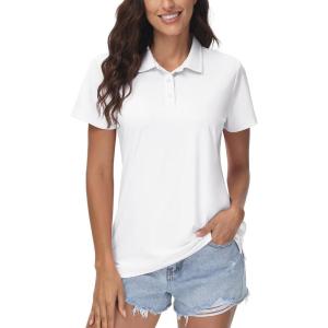 imageMAGCOMSEN Womens Polos Golf Shirts Short Sleeve Collared Shirt Women Quick Dry Fit UPF 50 Tennis Work Athletic TopsWhite