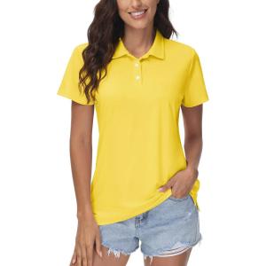 imageMAGCOMSEN Womens Polos Golf Shirts Short Sleeve Collared Shirt Women Quick Dry Fit UPF 50 Tennis Work Athletic TopsYellow