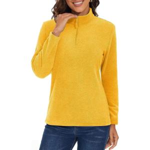 imageMAGCOMSEN Womens Quarter Zip Pullover Polar Fleece Jacket Soft Lightweight Sweatshirts Long Sleeve Warm TopsGinger