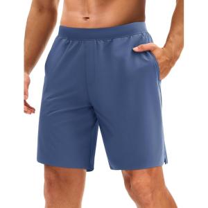 imageMAGCOMSEN Mens Athletic Running Shorts 8quot Quick Dry Lightweight Workout Gym Sports Hiking Shorts UPF 50 with 3 PocketsBlue Gray