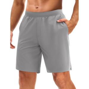 imageMAGCOMSEN Mens Athletic Running Shorts 8quot Quick Dry Lightweight Workout Gym Sports Hiking Shorts UPF 50 with 3 PocketsLight Gray