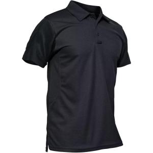 imageMAGCOMSEN Mens Polo Shirt Quick Dry Performance Short Sleeve Tactical Shirts Pique Jersey Golf Shirt01 Black
