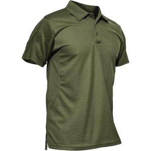 imageMAGCOMSEN Mens Polo Shirt Quick Dry Performance Short Sleeve Tactical Shirts Pique Jersey Golf Shirt03 Army Green