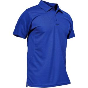 imageMAGCOMSEN Mens Polo Shirt Quick Dry Performance Short Sleeve Tactical Shirts Pique Jersey Golf Shirt05 Blue