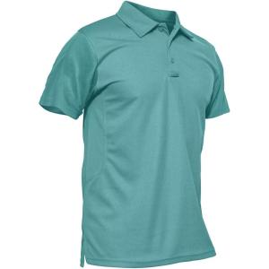 imageMAGCOMSEN Mens Polo Shirt Quick Dry Performance Short Sleeve Tactical Shirts Pique Jersey Golf Shirt18 Grey Green