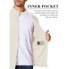 imageMAGCOMSEN Mens Fleece Full Zip Jacket Lightweight Stand Collar Jackets Soft Warm Windproof Casual Coats with Zipper PocketsBeige
