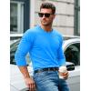 imageMAGCOMSEN Mens Long Sleeve Shirts Cotton Crew Neck T Shirt Solid Casual Shirt Lightweight Work Tee ShirtsAzure Blue