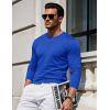 imageMAGCOMSEN Mens Long Sleeve Shirts Cotton Crew Neck T Shirt Solid Casual Shirt Lightweight Work Tee ShirtsBright Blue