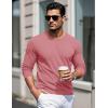 imageMAGCOMSEN Mens Long Sleeve Shirts Cotton Crew Neck T Shirt Solid Casual Shirt Lightweight Work Tee ShirtsGrey Pink
