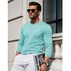 imageMAGCOMSEN Mens Long Sleeve Shirts Cotton Crew Neck T Shirt Solid Casual Shirt Lightweight Work Tee ShirtsLake Blue