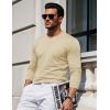 imageMAGCOMSEN Mens Long Sleeve Shirts Cotton Crew Neck T Shirt Solid Casual Shirt Lightweight Work Tee ShirtsLight Apricot