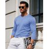 imageMAGCOMSEN Mens Long Sleeve Shirts Cotton Crew Neck T Shirt Solid Casual Shirt Lightweight Work Tee ShirtsLight Blue