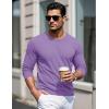 imageMAGCOMSEN Mens Long Sleeve Shirts Cotton Crew Neck T Shirt Solid Casual Shirt Lightweight Work Tee ShirtsLight Purple