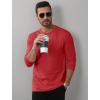 imageMAGCOMSEN Mens Long Sleeve Shirts Cotton Crew Neck T Shirt Solid Casual Shirt Lightweight Work Tee ShirtsTomato Red