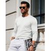 imageMAGCOMSEN Mens Long Sleeve Shirts Cotton Crew Neck T Shirt Solid Casual Shirt Lightweight Work Tee ShirtsWhite