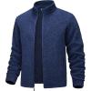 imageMAGCOMSEN Mens Fleece Full Zip Jacket Lightweight Stand Collar Jackets Soft Warm Windproof Casual Coats with Zipper PocketsDark Blue