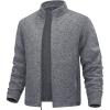 imageMAGCOMSEN Mens Fleece Full Zip Jacket Lightweight Stand Collar Jackets Soft Warm Windproof Casual Coats with Zipper PocketsDark Grey