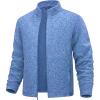 imageMAGCOMSEN Mens Fleece Full Zip Jacket Lightweight Stand Collar Jackets Soft Warm Windproof Casual Coats with Zipper PocketsGrey Blue