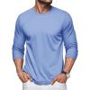 imageMAGCOMSEN Mens Long Sleeve Shirts Cotton Crew Neck T Shirt Solid Casual Shirt Lightweight Work Tee ShirtsLight Blue