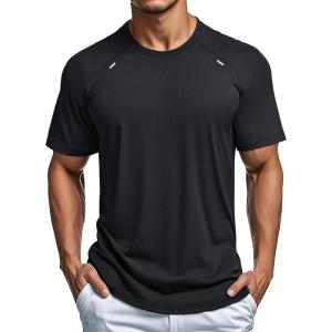 imageMAGCOMSEN Mens Dry Fit Shirts Mesh Short Sleeve Athletic Lightweight Workout Performance Hiking ShirtBlack