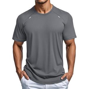 imageMAGCOMSEN Mens Dry Fit Shirts Mesh Short Sleeve Athletic Lightweight Workout Performance Hiking ShirtMediumgrey