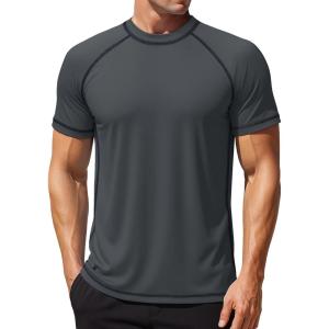 imageMAGCOMSEN Mens Rash Guard Swim Shirts UPF 50 Sun Protection Quick Dry Fishing Water ShirtsGraynavy